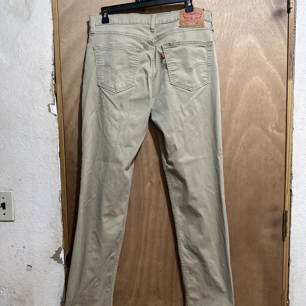 Levis 511 Jeans Mens 34 x 34 Khaki Slim Fit Straight